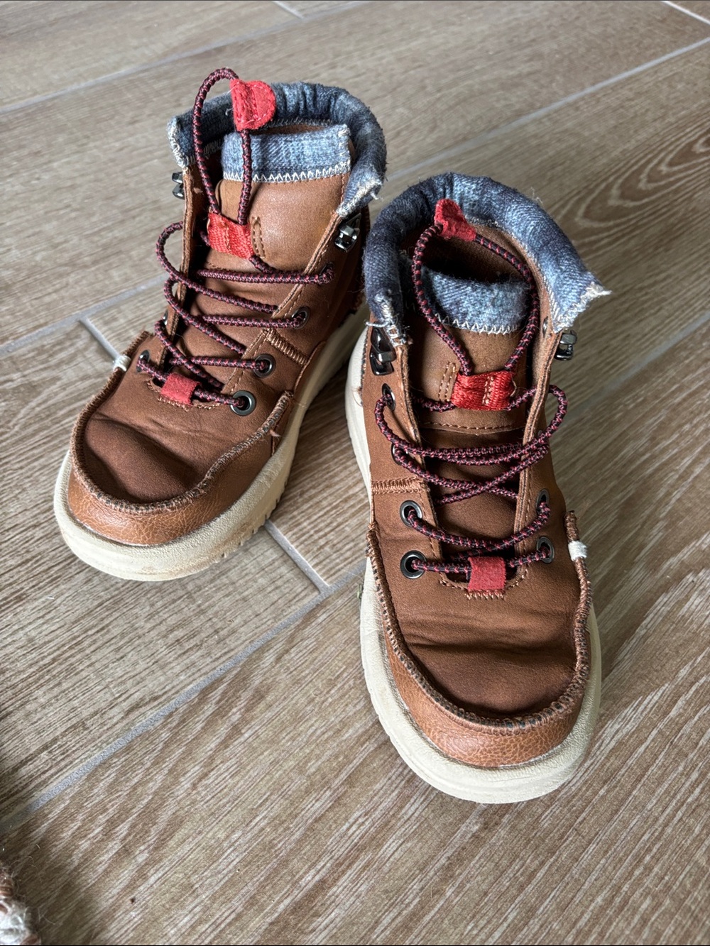 Hey Dude Brown and Red Casual Lace-Up Boots